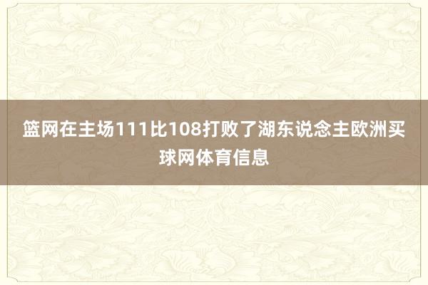 篮网在主场111比108打败了湖东说念主欧洲买球网体育信息