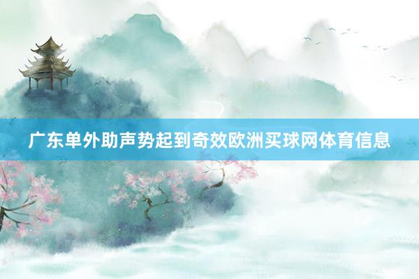 广东单外助声势起到奇效欧洲买球网体育信息