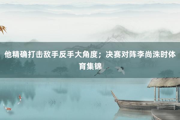 他精确打击敌手反手大角度；决赛对阵李尚洙时体育集锦