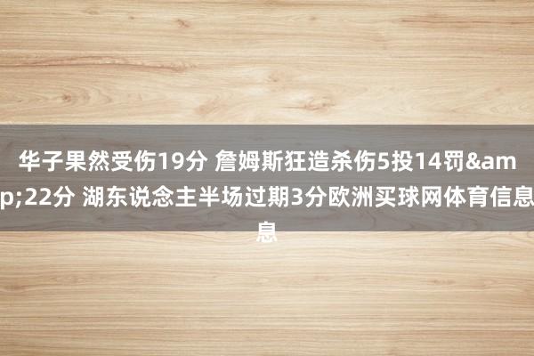华子果然受伤19分 詹姆斯狂造杀伤5投14罚&22分 湖东说念主半场过期3分欧洲买球网体育信息