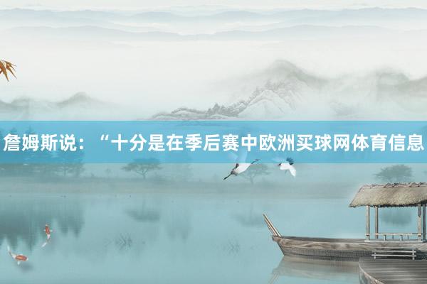 詹姆斯说：“十分是在季后赛中欧洲买球网体育信息