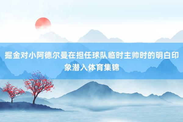 掘金对小阿德尔曼在担任球队临时主帅时的明白印象潜入体育集锦