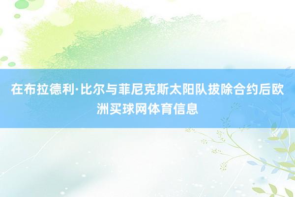 在布拉德利·比尔与菲尼克斯太阳队拔除合约后欧洲买球网体育信息