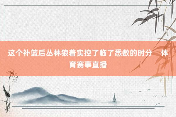 这个补篮后丛林狼着实控了临了悉数的时分    体育赛事直播