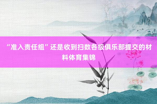 “准入责任组”还是收到扫数各级俱乐部提交的材料体育集锦