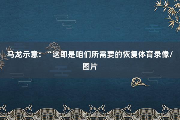 马龙示意：“这即是咱们所需要的恢复体育录像/图片