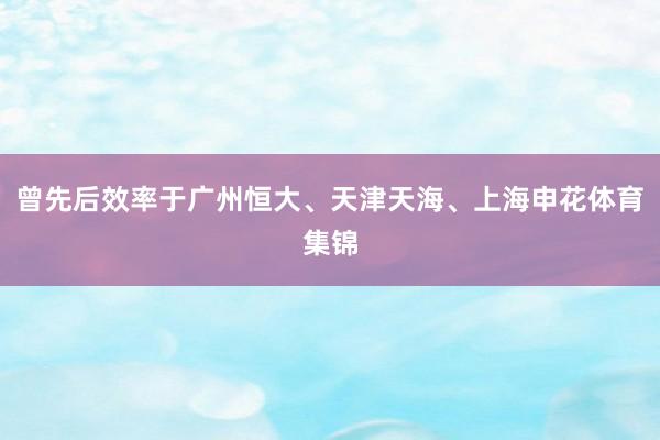 曾先后效率于广州恒大、天津天海、上海申花体育集锦