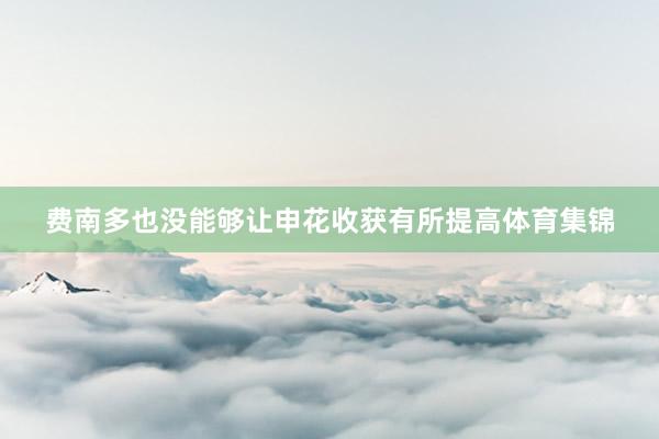 费南多也没能够让申花收获有所提高体育集锦