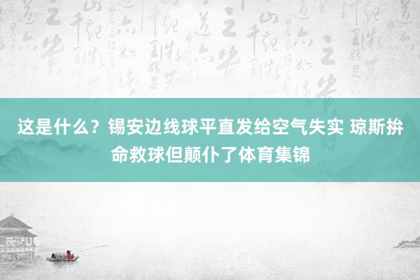 这是什么？锡安边线球平直发给空气失实 琼斯拚命救球但颠仆了体育集锦